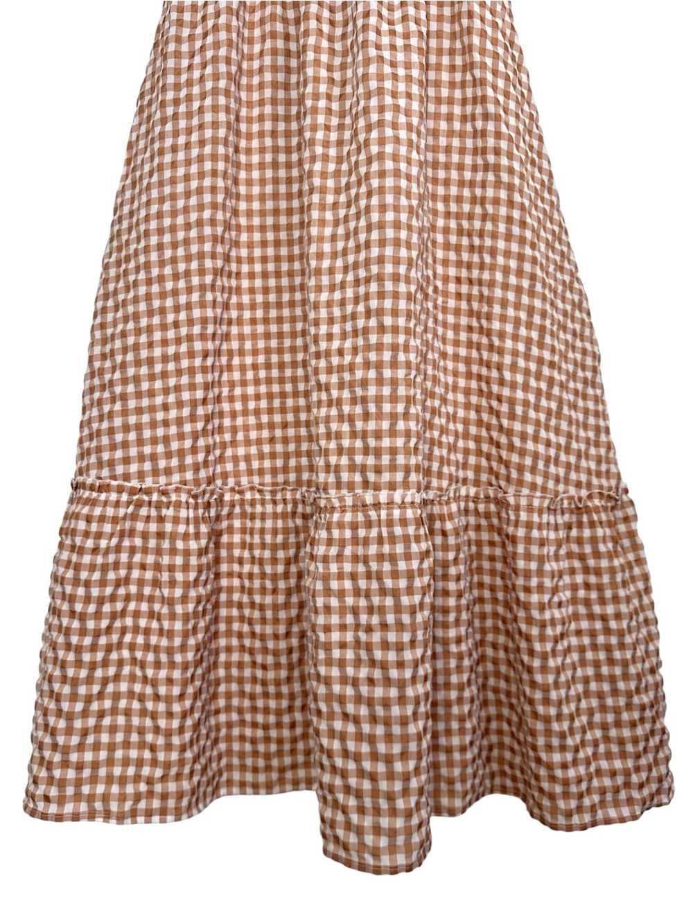 Boho Prairiecore Smocked Tiered Gingham Maxi Dress Countrycore Feminine Earthy - Picture 4 of 9